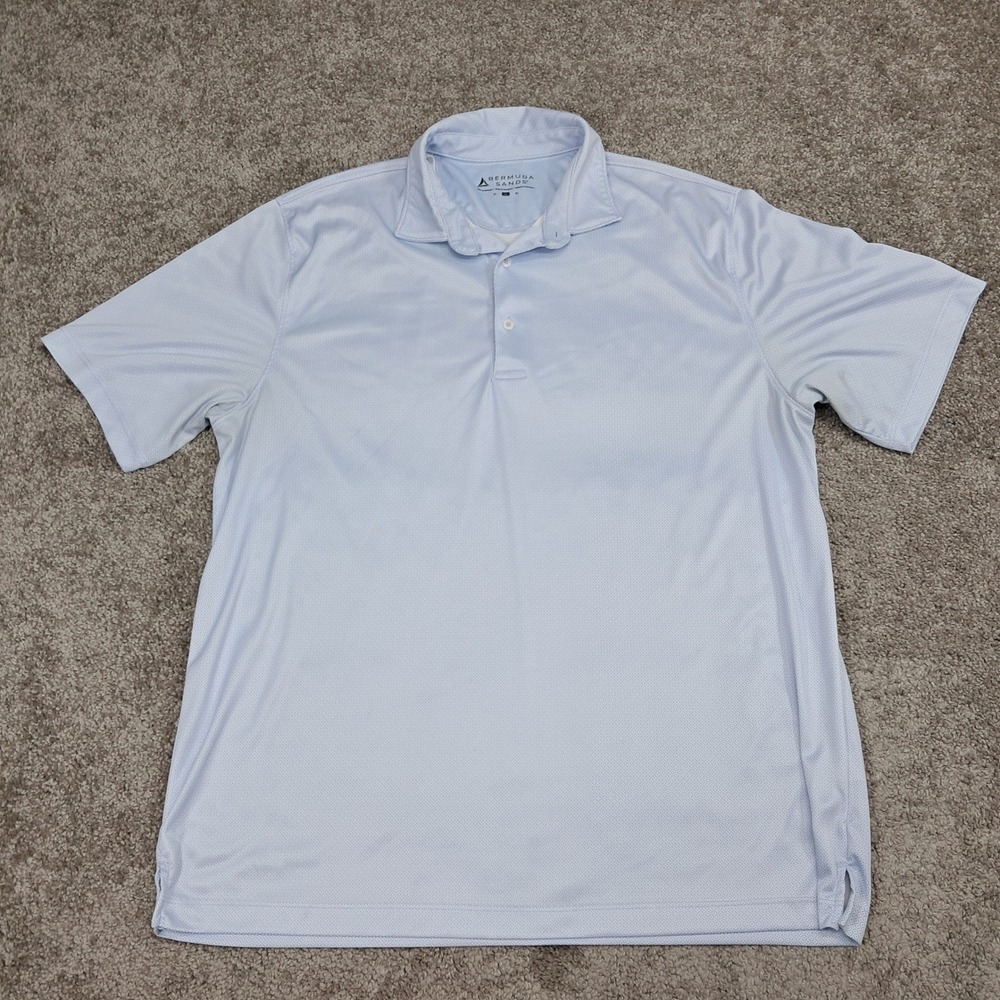 Bermuda Sands Mens XL Performance Golf Polo Shirt Blue Geometric Diamond Print